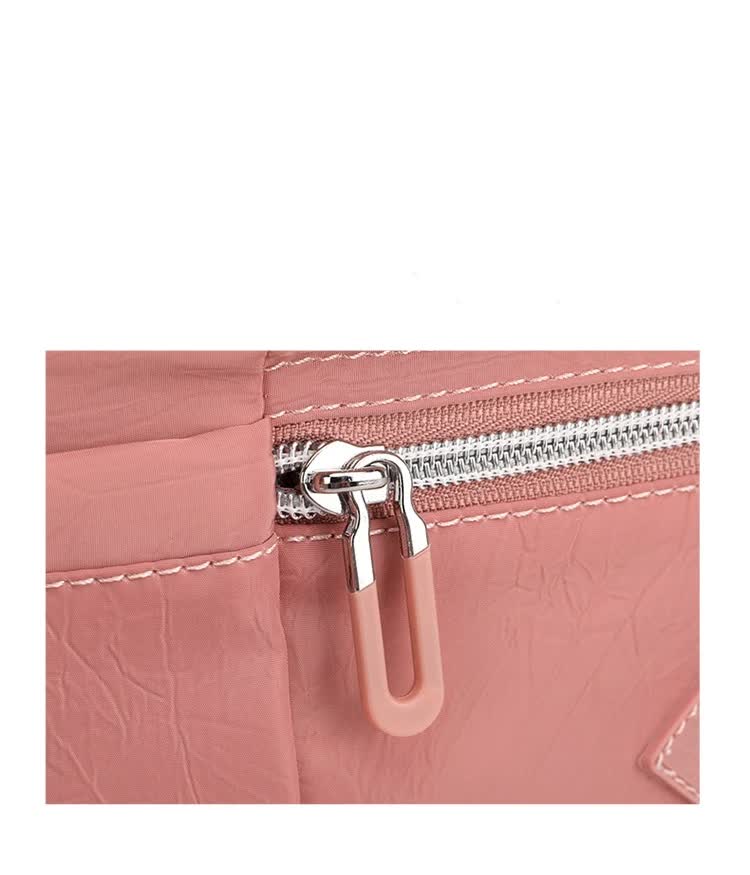 Lightweight Nylon Crossbody Shoulder Bag - Pink, Adjustable Strap, Multi-Pocket Design V888-ELOSUNG15154