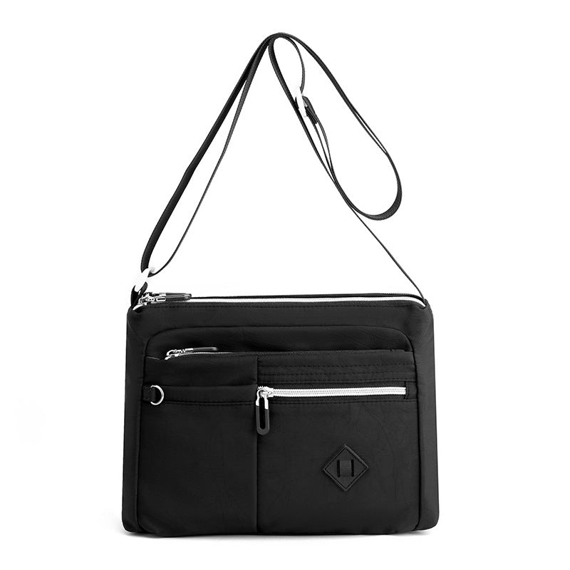 Lightweight Nylon Crossbody Shoulder Bag - Black, Adjustable Strap, Multi-Pocket Design V888-ELOSUNG15157