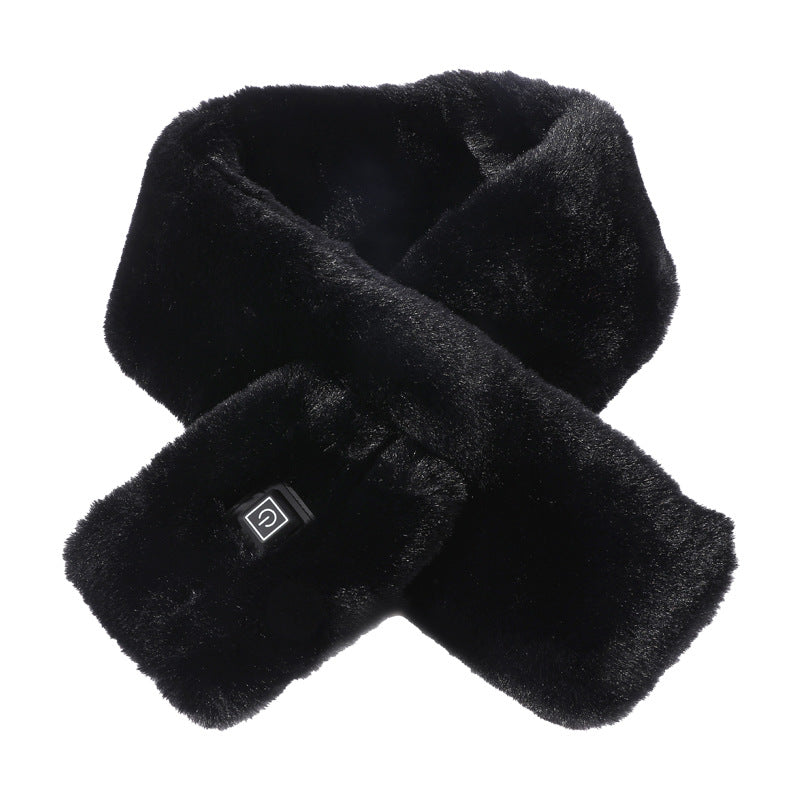 Black Adjustable Electric Heated Scarf with Plush Fabric - 3 Heat Settings V888-ELOSUNG15184
