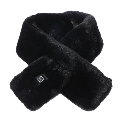 Black Adjustable Electric Heated Scarf with Plush Fabric - 3 Heat Settings V888-ELOSUNG15184