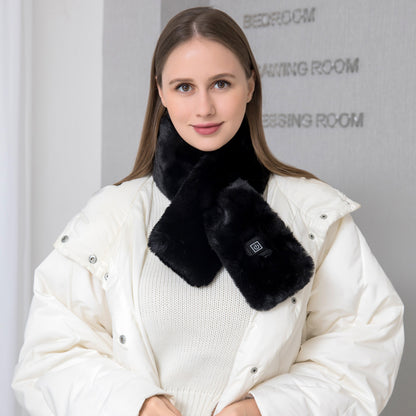Black Adjustable Electric Heated Scarf with Plush Fabric - 3 Heat Settings V888-ELOSUNG15184