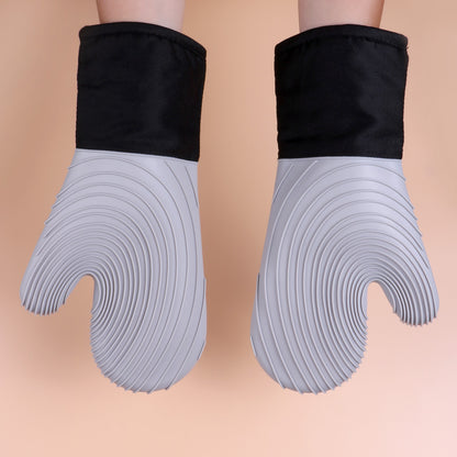 Gray Spiral Pattern Silicone Oven Mitts - Heat Resistant and Non-Slip Design (1 Pair/2 PCS) V888-ELOSUNG15238