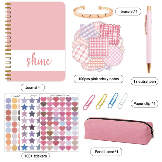Kids Creative Journal Gift Set(Pink) - Notebook, Pen, Stickers, and Accessories V888-ELOSUNG15240
