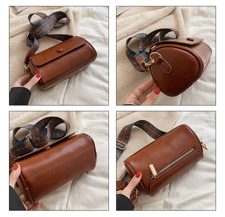 Coffee Vintage PU Leather Shoulder Bag with Adjustable Strap - Compact and Stylish V888-ELOSUNG15245