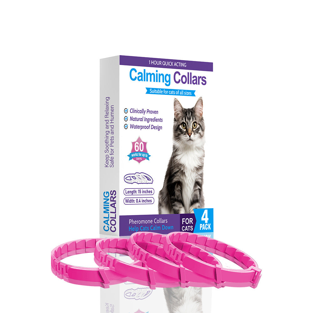 Pink Calming Collars for Cats - Natural Anxiety Relief, Adjustable, 4 Pack V888-ELOSUNG15274