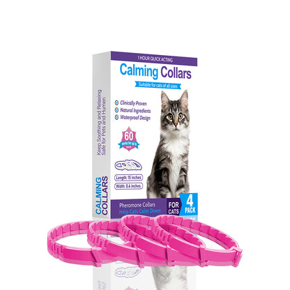 Pink Calming Collars for Cats - Natural Anxiety Relief, Adjustable, 4 Pack V888-ELOSUNG15274