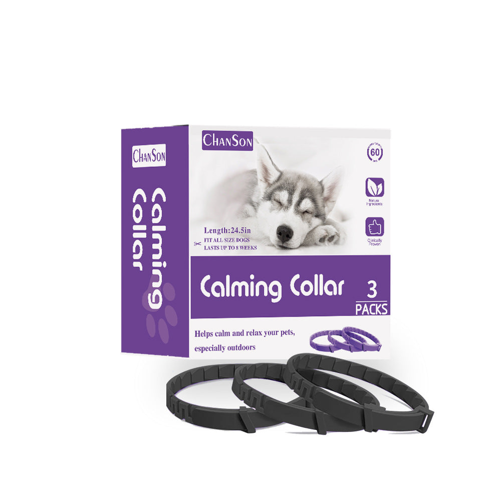 Black Calming Collars for Dogs - Natural Stress Relief, Adjustable, 3 Pack (2 set/6PCS) V888-ELOSUNG15285