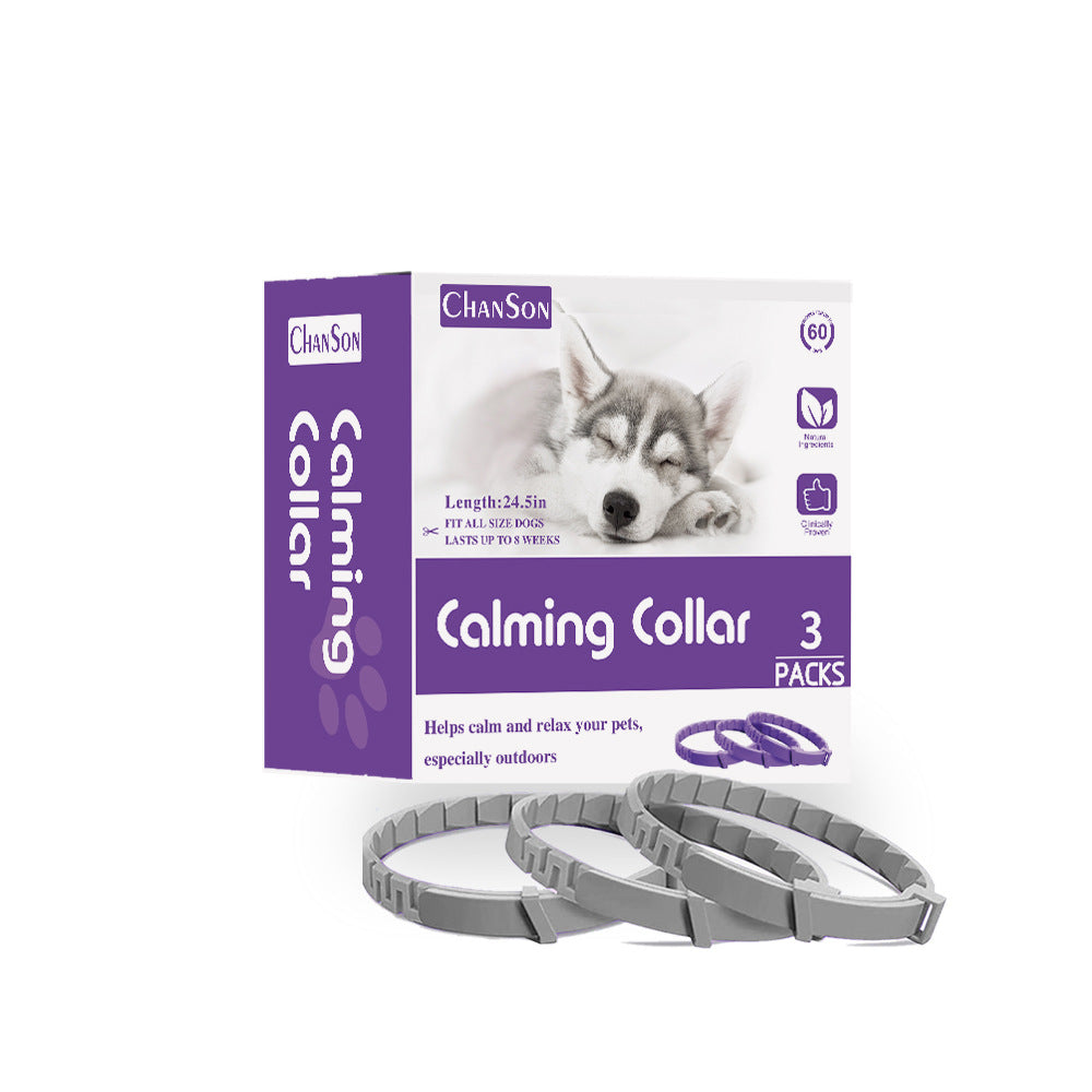 Gray Calming Collars for Dogs - Natural Stress Relief, Adjustable, 3 Pack (2 set/6PCS) V888-ELOSUNG15288