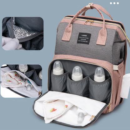 Multifunctional Diaper Backpack with Mosquito Net and Insulated Pockets - Green V888-ELOSUNG15303