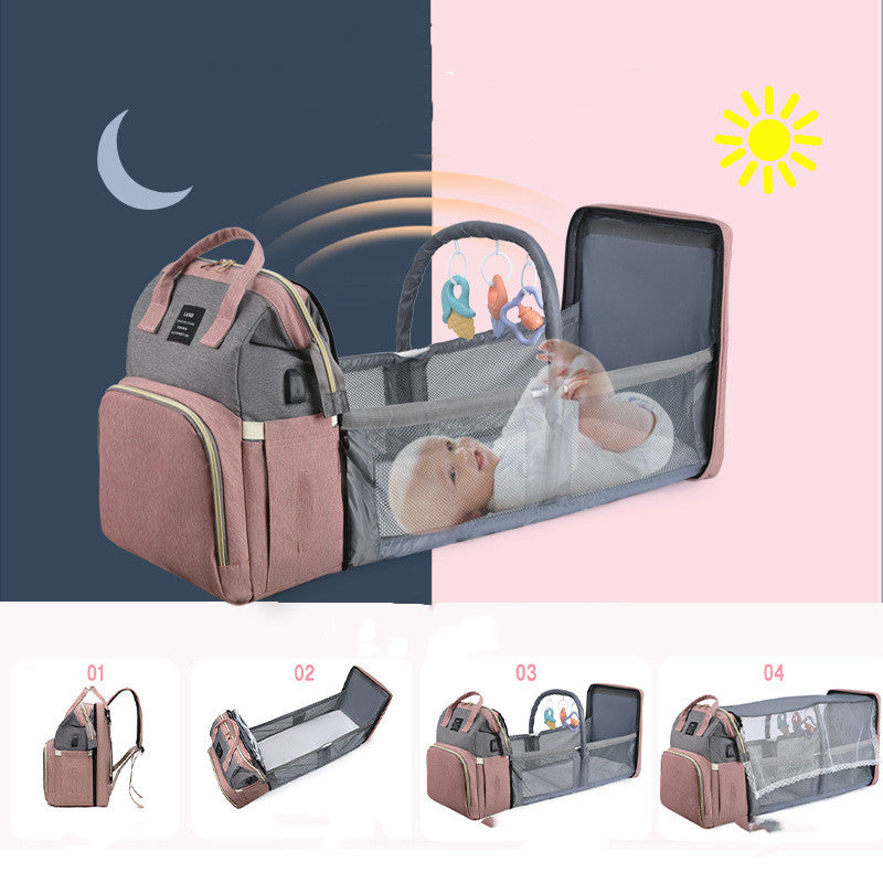 Multifunctional Diaper Backpack with Mosquito Net and Insulated Pockets - Green V888-ELOSUNG15303