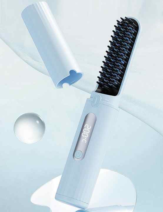 Cordless Hair Straightener Brush with Adjustable Temperature - Black V888-ELOSUNG15318
