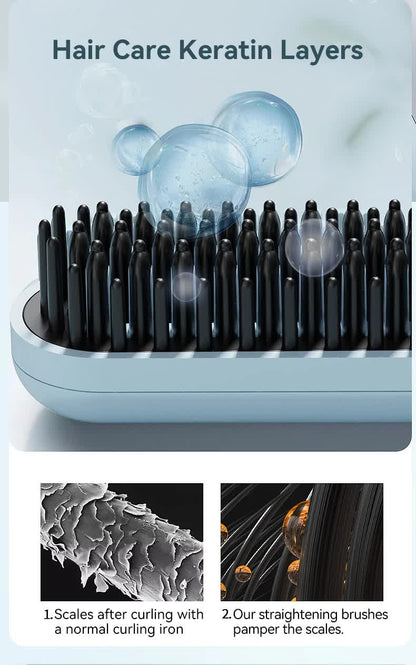 Cordless Hair Straightener Brush with Adjustable Temperature - Black V888-ELOSUNG15318