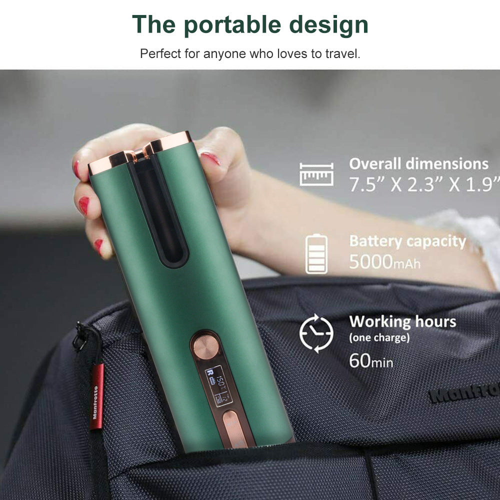 Cordless Automatic Hair Curler with Adjustable Temperature - Green V888-ELOSUNG15320