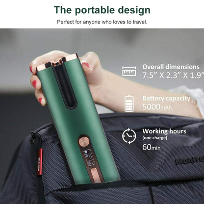 Cordless Automatic Hair Curler with Adjustable Temperature - Green V888-ELOSUNG15320