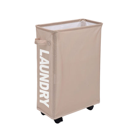 Rolling Laundry Basket with Wheels - 42L Capacity, Coffee, 39*18.5*58CM V888-ELOSUNG15357