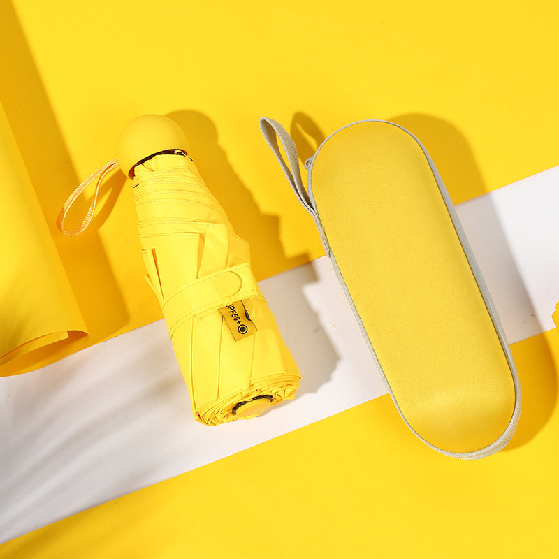 Yellow Compact 5-Fold Umbrella with UV Protection, Wind Resistance, and Travel-Friendly Design V888-ELOSUNG15371