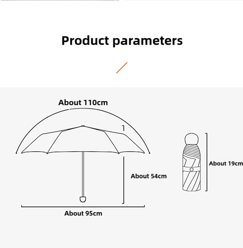 Black Compact 5-Fold Umbrella with UV Protection, Wind Resistance, and Travel-Friendly Design V888-ELOSUNG15373