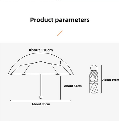 Black Compact 5-Fold Umbrella with UV Protection, Wind Resistance, and Travel-Friendly Design V888-ELOSUNG15373