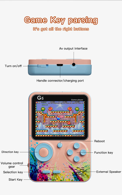 G5 Retro Handheld Game Console with 500 Classic Games - Sky Blue with gamepad V888-ELOSUNG15426