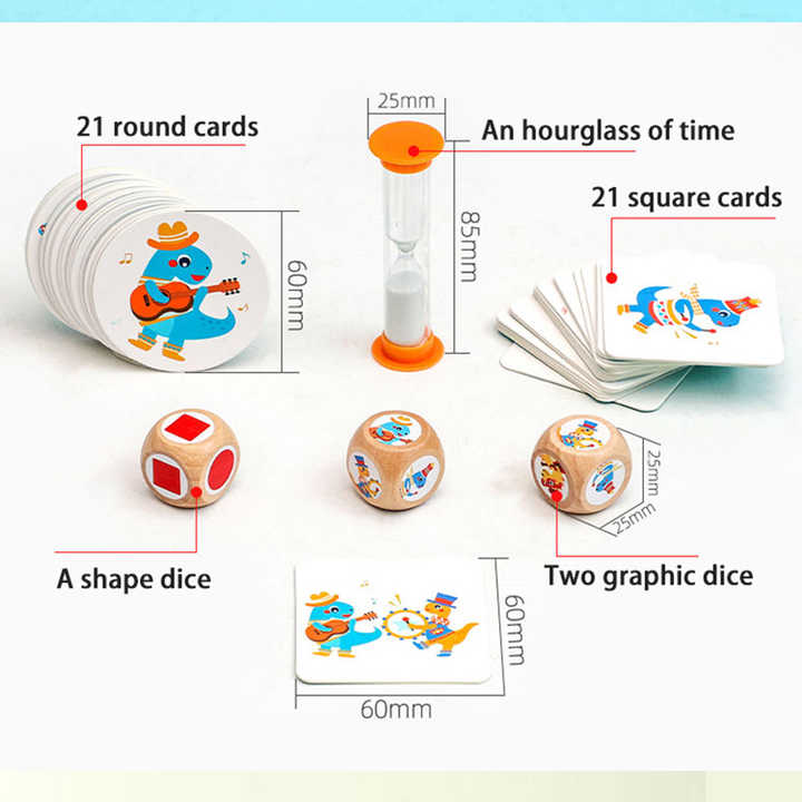 Dinosaur Circus Matching Game for Kids with Wooden Dice and Timer V888-ELOSUNG15430