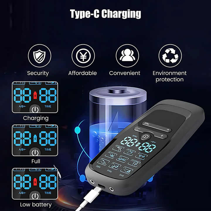Dual Output EMS/TENS Massage Device with 9 Modes and Type-C Charging, (8 Adhesive Pads) V888-ELOSUNG15456