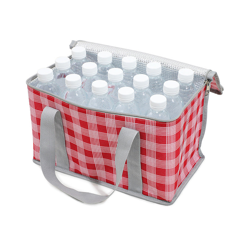 2PCS Green Insulated Picnic Lunch Bag with Checkered Design, Thermal Storage for Hot and Cold Items V888-ELOSUNG15476