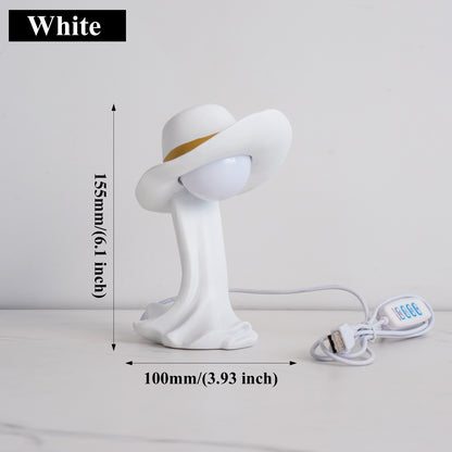 White Creative Cowboy Hat USB Table Lamp for Home and Office Decor V888-ELOSUNG15478