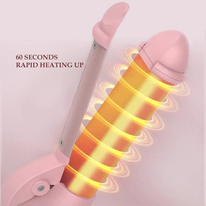 Pink Mini Cordless Hair Curler with Adjustable Heat Settings and USB Charging V888-ELOSUNG15481