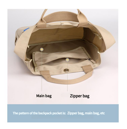 Apricot Minimalist Nylon Tote Bag with Adjustable Shoulder Strap, Large Capacity V888-ELOSUNG15499
