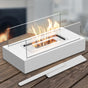 Not removable Portable Tabletop Bioethanol Fireplace - White Rectangular Design with Glass Shields V888-ELOSUNG15576