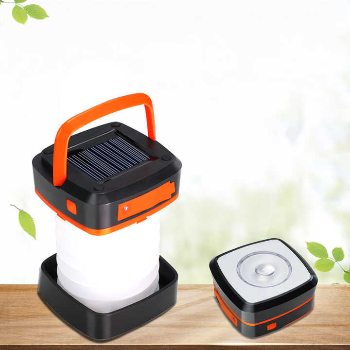Orange Collapsible Portable Solar LED Camping Lantern with USB Charging V888-ELOSUNG15581