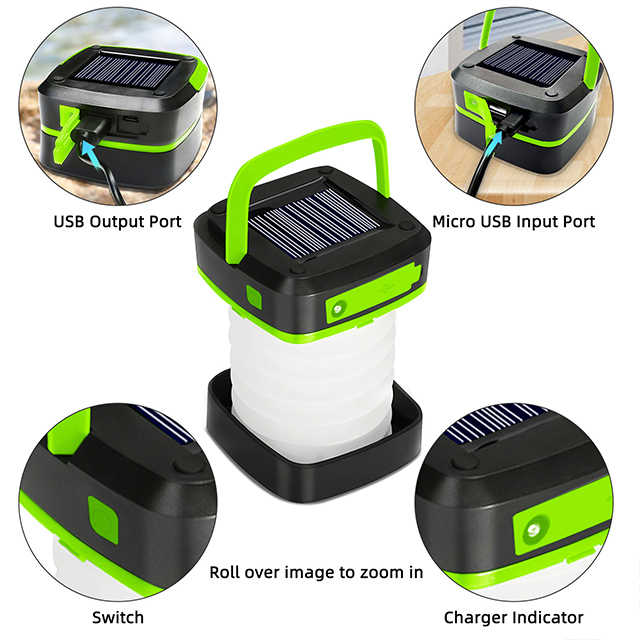 Orange Collapsible Portable Solar LED Camping Lantern with USB Charging V888-ELOSUNG15581