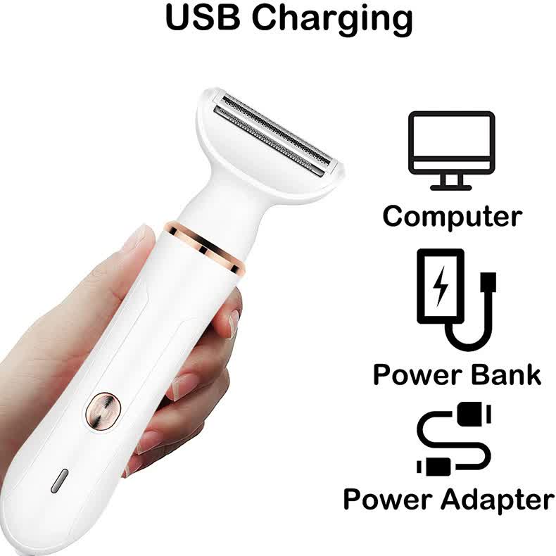 2-in-1 Electric Lady Shaver with Precision Tip - Portable and Rechargeable Grooming Tool V888-ELOSUNG15612