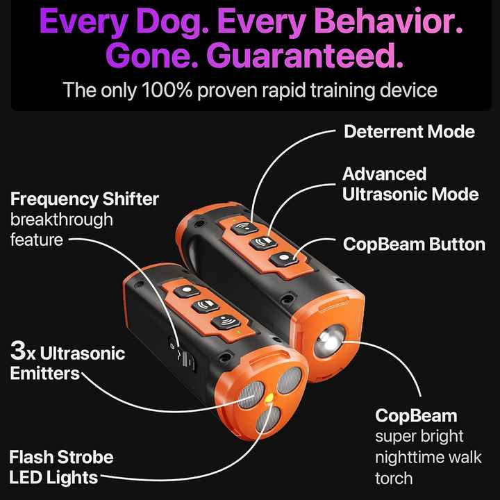 Gray Multifunctional Ultrasonic Dog Repeller & Flashlight - Long-Range SOS Emergency Light V888-ELOSUNG15618