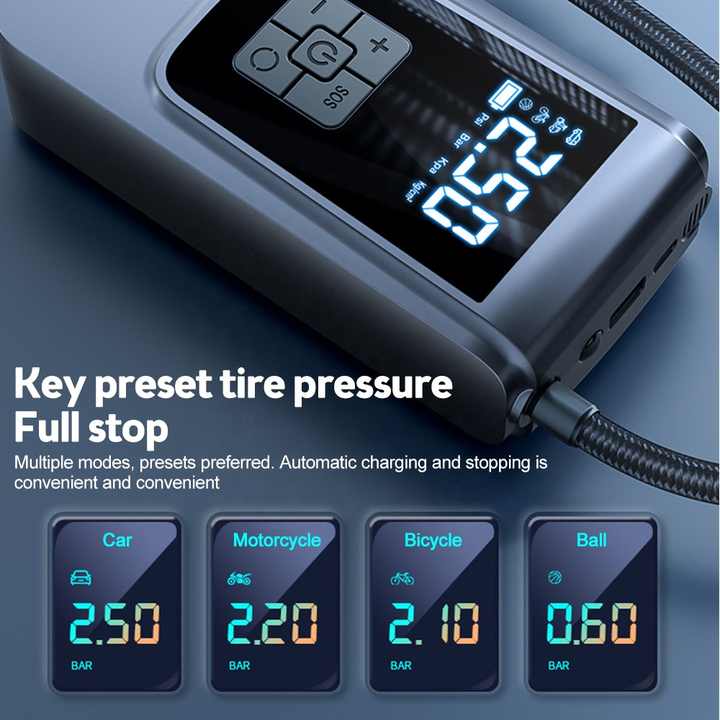 Portable Digital Tire Inflator Pump with LCD Display, Type-C Charging, and 150 PSI Max Pressure V888-ELOSUNG15624