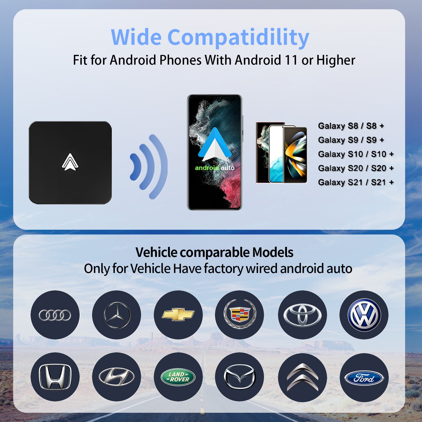 Car Wireless Android Auto Adapter - Transform Wired to Wireless, Bluetooth 5.0 & 5G WiFi V888-ELOSUNG15627