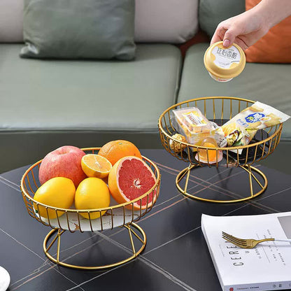 Elegant Iron Art Glass Serving Tray(White Glass) - Round Design with Gold Finish V888-ELOSUNG15632