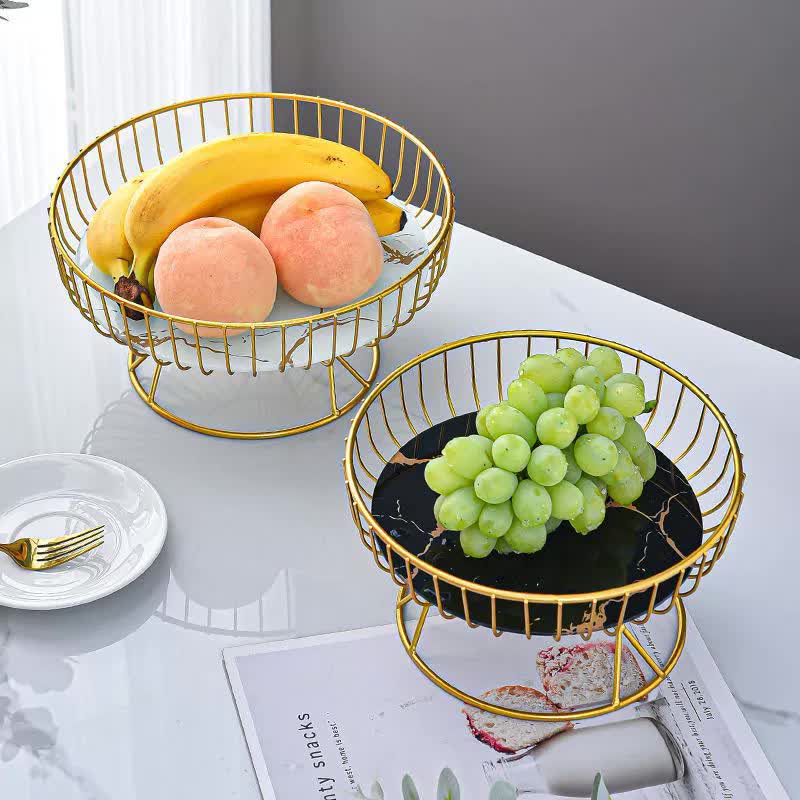 Elegant Iron Art Glass Serving Tray(White Glass) - Round Design with Gold Finish V888-ELOSUNG15632