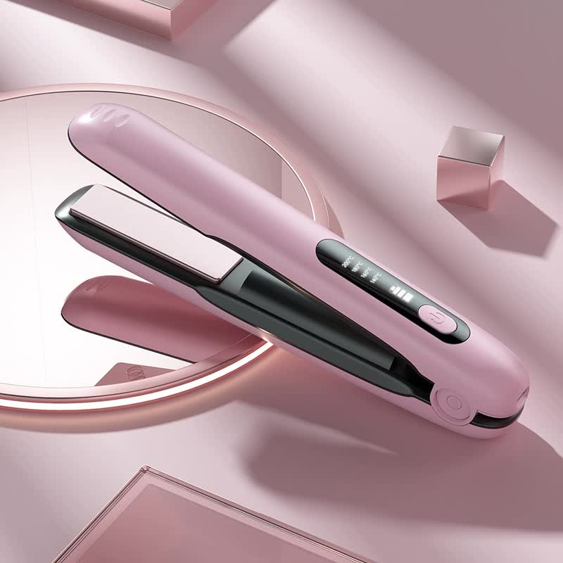 Pink Wireless Rechargeable Hair Straightener with 5000mAh Battery - Portable Design & Adjustable Temperature V888-ELOSUNG15640