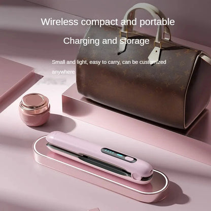 Pink Wireless Rechargeable Hair Straightener with 5000mAh Battery - Portable Design & Adjustable Temperature V888-ELOSUNG15640