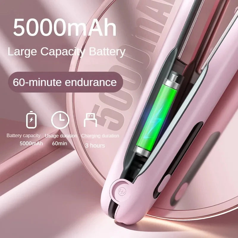 Green Wireless Rechargeable Hair Straightener with 5000mAh Battery - Portable Design & Adjustable Temperature V888-ELOSUNG15641