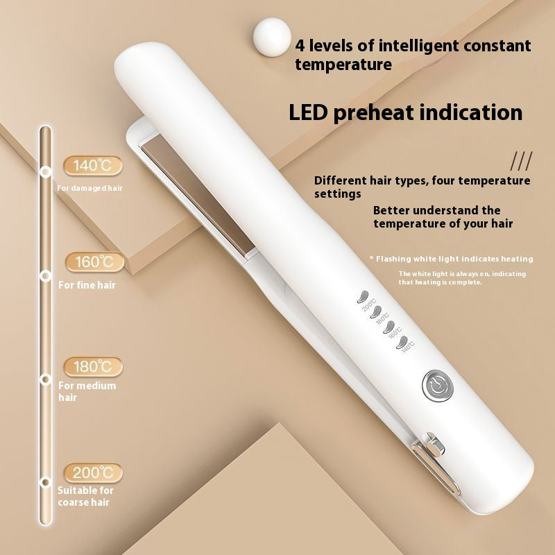 White Portable Wireless Hair Straightener with Adjustable Temperature - USB Type-C Charging, Lightweight V888-ELOSUNG15667