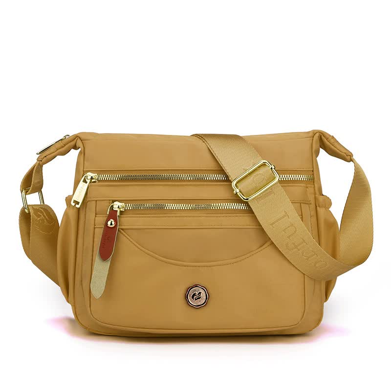 Gold Nylon Crossbody Bag with Multiple Compartments - Compact and Stylish Design V888-ELOSUNG15673