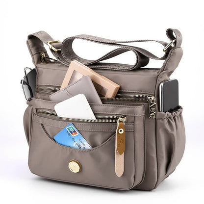 Gold Nylon Crossbody Bag with Multiple Compartments - Compact and Stylish Design V888-ELOSUNG15673