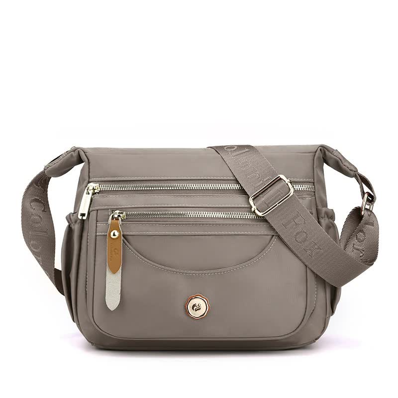 Coffee Nylon Crossbody Bag with Multiple Compartments - Compact and Stylish Design V888-ELOSUNG15675
