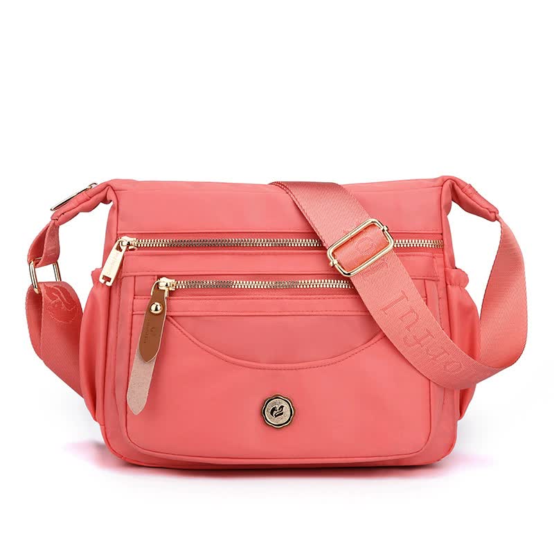 Pink Nylon Crossbody Bag with Multiple Compartments - Compact and Stylish Design V888-ELOSUNG15678