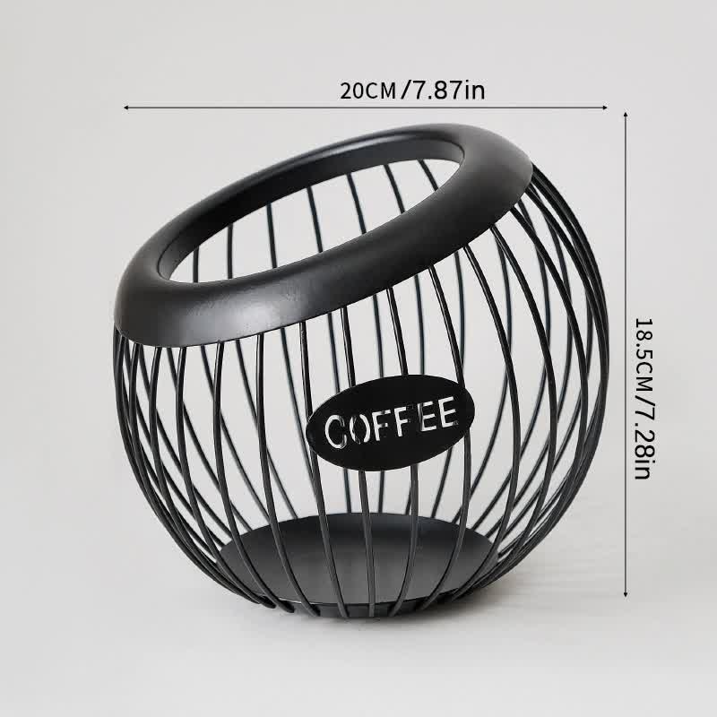 Black Handcrafted Coffee Capsule Storage Basket - Vintage Iron Art Design V888-ELOSUNG15704