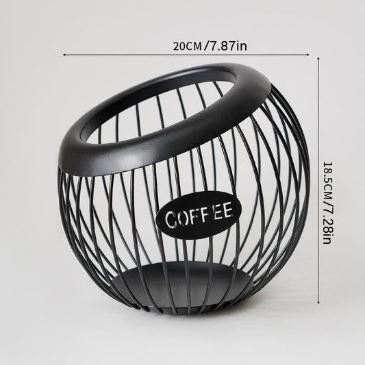 Black Handcrafted Coffee Capsule Storage Basket - Vintage Iron Art Design V888-ELOSUNG15704