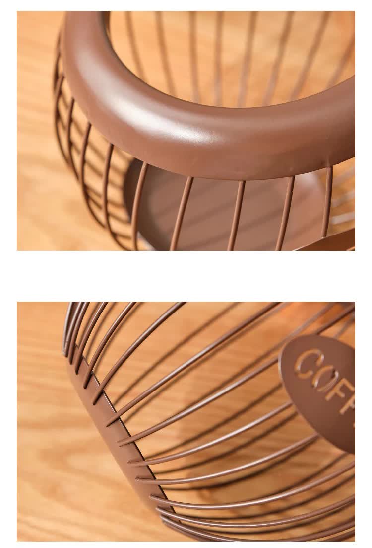 Black Handcrafted Coffee Capsule Storage Basket - Vintage Iron Art Design V888-ELOSUNG15704