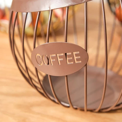 Black Handcrafted Coffee Capsule Storage Basket - Vintage Iron Art Design V888-ELOSUNG15704